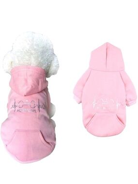Pink Bone Heartbeat Pet Hoodie Small Dog Cat Pullover Sweatshirt with Pocket